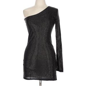 Torn by Ronnie Kobo Crystal-Studded Sheath Dress Women's L Black One-Sleeve NYE